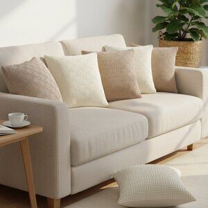 SOGA 6PC Pillowcase Set – Taupe Beige Woven Knit & Pure White Serenity covers